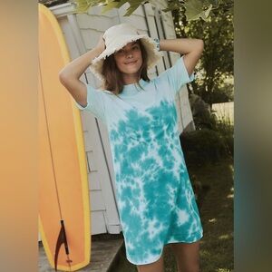 T.La by Anthropologie Blue Tie Dye Heidi Tee Dress